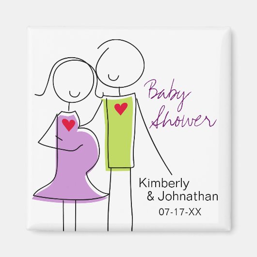 Babyduschmagnete, Lila und grün Magnet (Vorne)