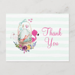 Babyduschmaschine Ei mit Flamingo & Bunny Party Da Postkarte