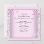 Babyduschmaschine Prinzessin Carriage Butterfly Einladung (Rückseite)