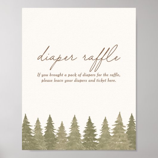 Babyduschmaschine Woodland Windeln Raffelzeichen Poster (Vorne)