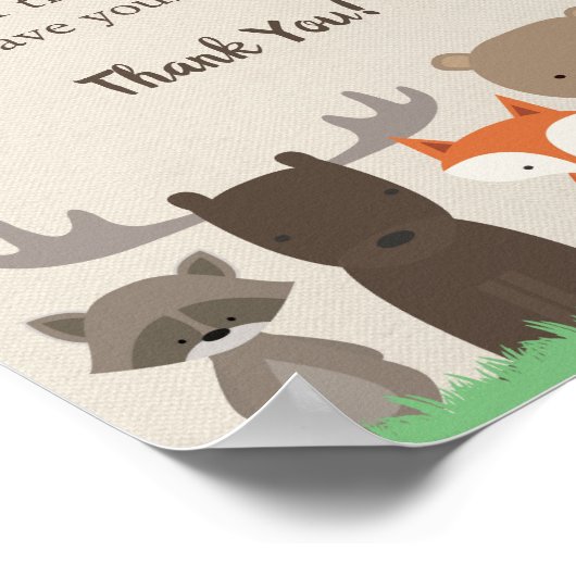 Babyduschmaschine Woodland Windeln Raffelzeichen Poster (Ecke)