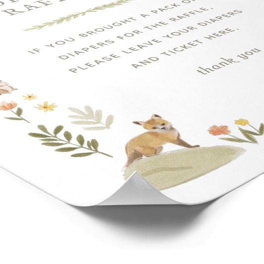 Babyduschmaschine Woodland Windeln Raffelzeichen Poster (Ecke)