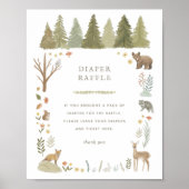 Babyduschmaschine Woodland Windeln Raffelzeichen Poster (Vorne)
