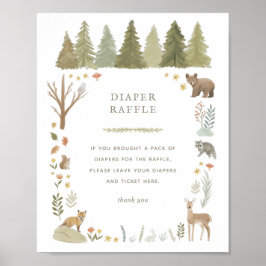 Babyduschmaschine Woodland Windeln Raffelzeichen Poster