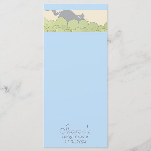 Babyduschmenü "Blue Cat Library" Menükarte (Rückseite)