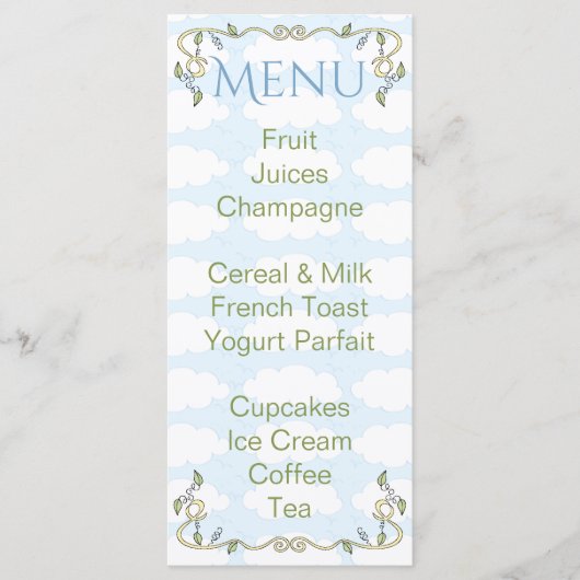 Babyduschmenü "Castle in the Sky/Yellow" Menükarte (Vorderseite)