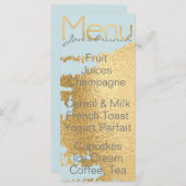 Babyduschmenü "Classic Gold/Blue" Menükarte (Vorne/Hinten)