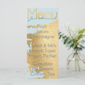 Babyduschmenü "Classic Gold/Blue" Menükarte (Stehend Vorderseite)