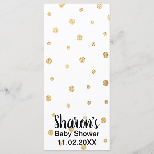 Babyduschmenü "Gold Baby Penguin" Menükarte (Rückseite)