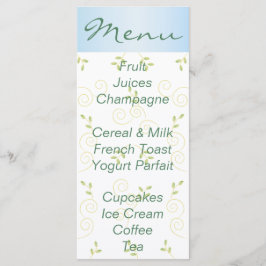 Babyduschmenü "Gold Blue Birds" Menükarte