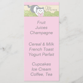 Babyduschmenü "Pink Cat Library" Menükarte