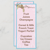 Babyduschmenü "Pink Turtle" Menükarte (Vorne/Hinten)