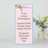 Babyduschmenü "Pink Turtle" Menükarte (Stehend Vorderseite)