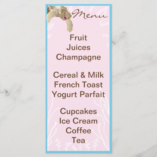 Babyduschmenü "Pink Turtle" Menükarte (Vorderseite)