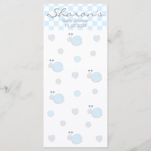 Babyduschmenü "Snips & Snails" Menükarte (Rückseite)