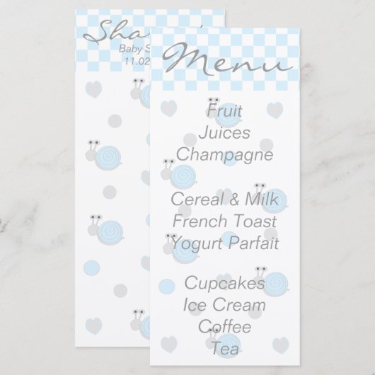 Babyduschmenü "Snips & Snails" Menükarte (Vorne/Hinten)