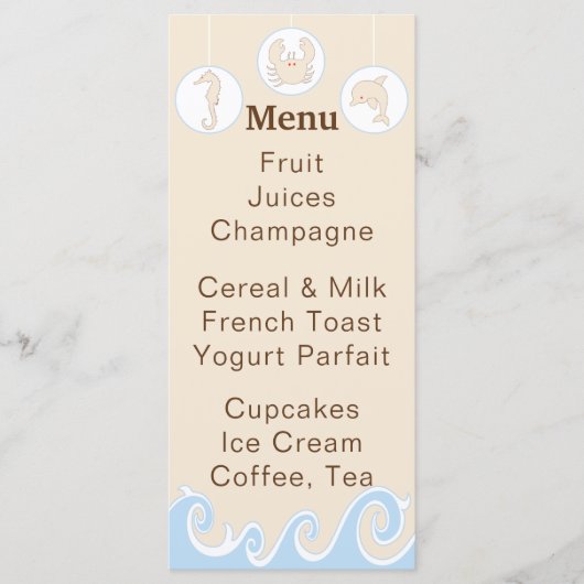 Babyduschmenü "Under Sea Mobile" Menükarte (Vorderseite)