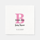 Babyduschmonogramm Rosa Niedliche Elegant Serviette (Vorderseite)