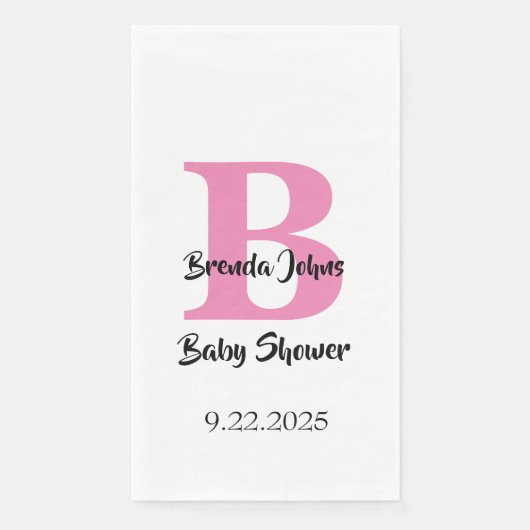 Babyduschmonogramm Rosa Niedliche Elegant Serviette (Vorderseite)