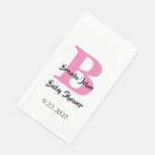 Babyduschmonogramm Rosa Niedliche Elegant Serviette (Ecke)