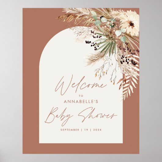 Babyduschpampen modern terracotta rustikal poster (Vorne)