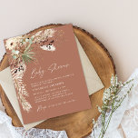 Babyduschpampen modern und elegant<br><div class="desc">Günstige Babydusche Pampas Gras und Eukalyptus moderne boho elegante Party Einladung Design. In einer zeitgenössischen Terrakotta,  Salbei grün,  natürlich,  creme und schwarz.</div>