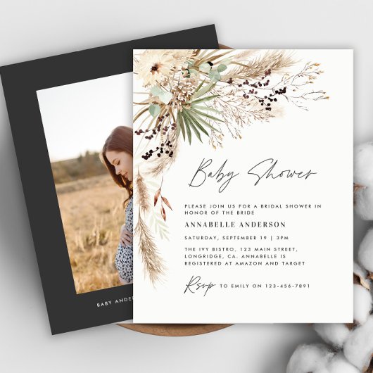 Babyduschpampen, modernes schwarzes Foto Flyer