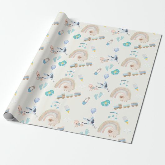 Babyduschpapier | Baby Boys Geschenkpapier (Ungerollt)