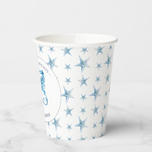 Babyduschpapier Cups Aquarellfarben-Seepferde Pappbecher (Links)