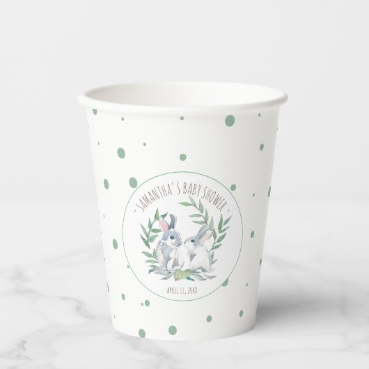 Babyduschpapier Cups Niedlich Boho Chic Bunnies Pappbecher (Vorderseite)