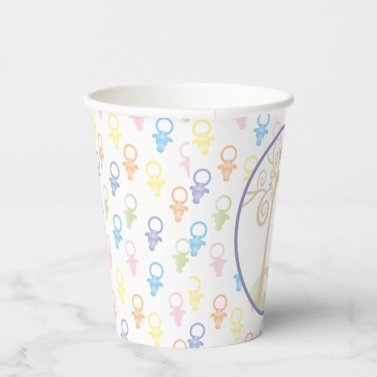 Babyduschpapier Cups "Paci Bunny" 8 oz. Pappbecher (Rechts)
