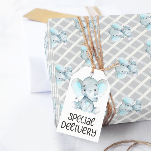 Babyduschpapier für Boy Elephant Geschenkpapier