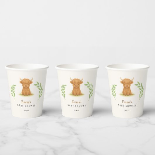 Babyduschpapier für Highland Cow Pappbecher (Multi)