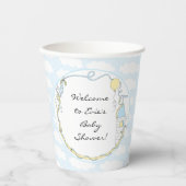 Babyduschpapier Tassen "Castle Yellow Blue" 8 oz. Pappbecher (Vorderseite)