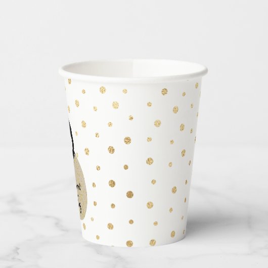 Babyduschpapier Tassen "Gold Baby Penguin" 8 oz. Pappbecher (Links)