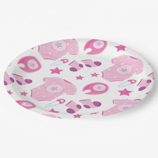 Babyduschpapier Teller 9" (Schrägansicht)