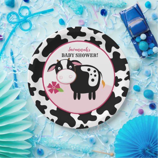 Babyduschpapier-Teller der Girl Farm Cow Pappteller (Party)