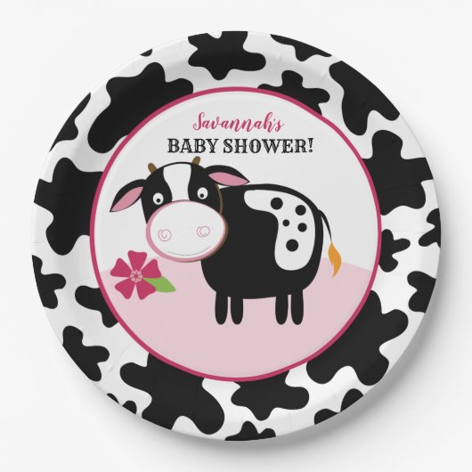 Babyduschpapier-Teller der Girl Farm Cow Pappteller (Vorderseite)