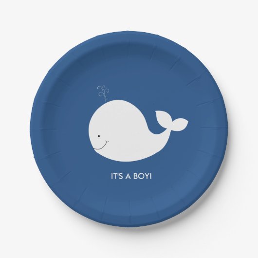 Babyduschplatte für Navy und White Whale Pappteller (Vorderseite)
