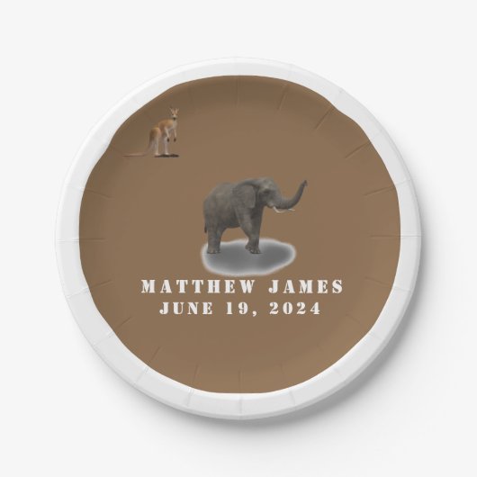 Babyduschplatte für verschiedene Tiere Pappteller (Vorderseite)