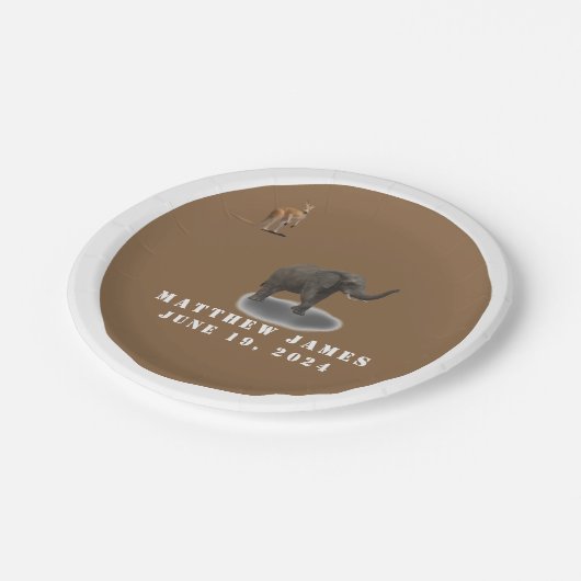 Babyduschplatte für verschiedene Tiere Pappteller (Schrägansicht)