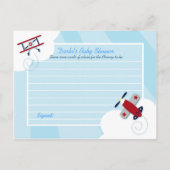 Babyduschratenkarten von Aviator Airplane Hinweiskarte (Rückseite)