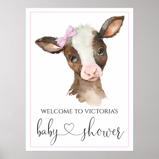 Babyduschsignaturen der Girl Farm Cow Poster (Vorne)