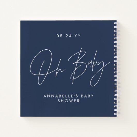 Babyduschskript für moderne, blaue Gäste Notizblock (Rückseite)