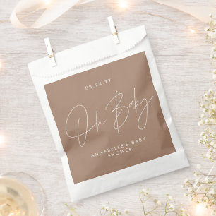 Babyduschskript für moderne, natürliche Braun Geschenktütchen