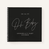 Babyduschskript für moderne Schwarz-Weiß-Gäste Notizblock (Vorderseite)