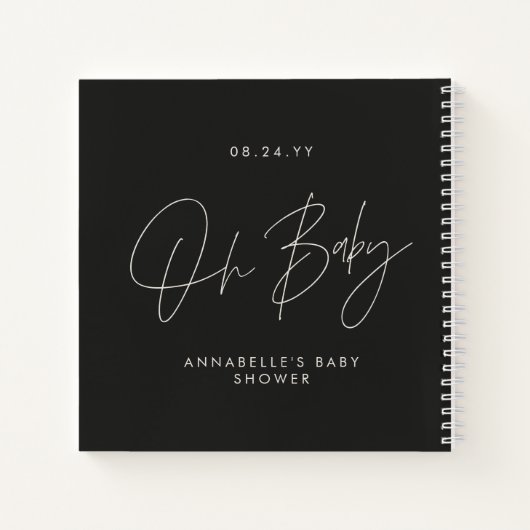 Babyduschskript für moderne Schwarz-Weiß-Gäste Notizblock (Rückseite)