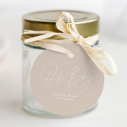 Babyduschskript, modern beige geschenkanhänger