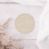 Babyduschskript, modern beige runder aufkleber