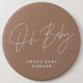 Babyduschskript, modern boho, natürlich braun button (Vorderseite)